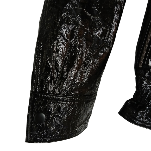 7 For All Mankind Jacket Women's Small Patent Leather Black - Picture 6 of 9